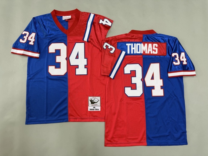 Men 2025 Buffalo Bills 34 Thomas blue red Throwback Limited NFL Jersey style 001